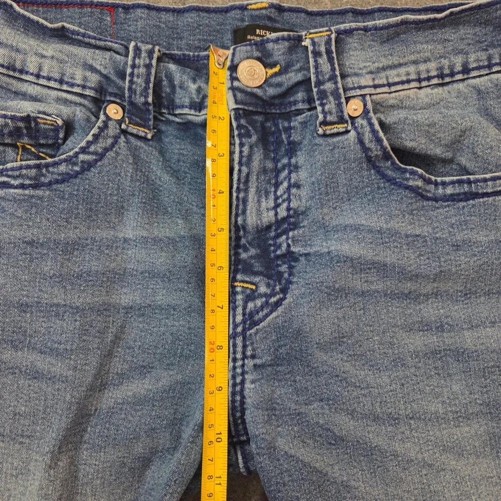 True Religion Ricky Relaxed Straight Jeans Mens 34 Medium Wash Blue Denim